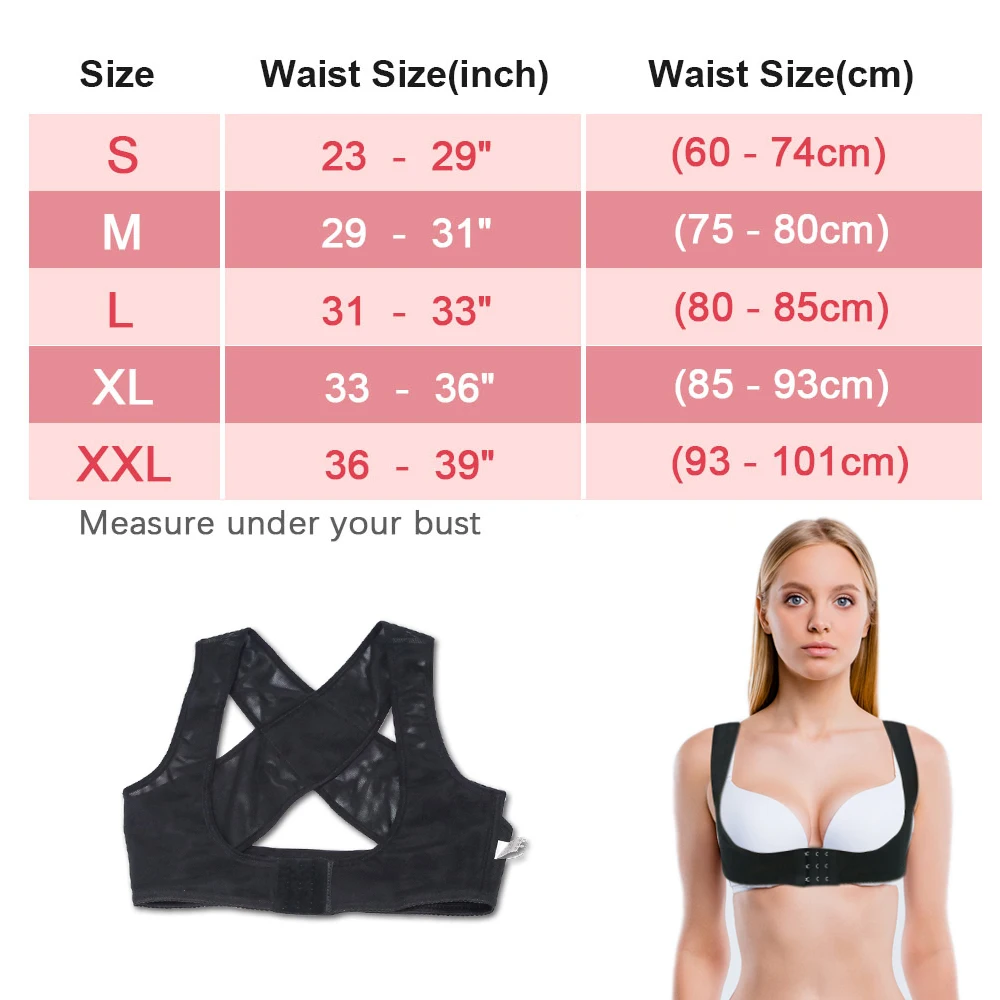 Регулируемый Женский эластичный пояс для поддержки спины Корректор осанки груди