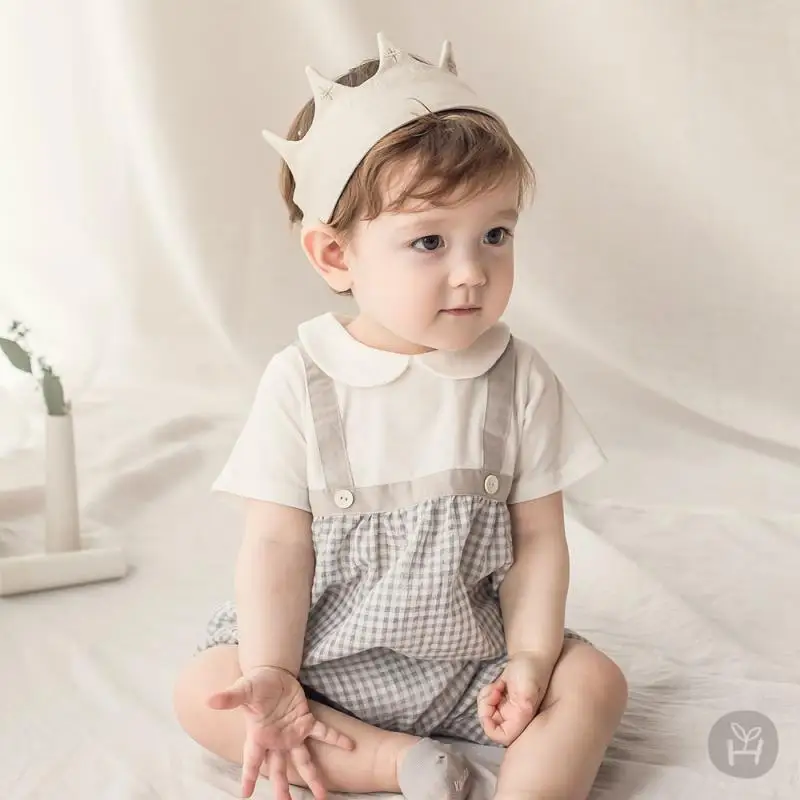 

Newborn Baby Boys Clothing 2021 New Summer Toddler Boys Rompers 0-24M Korean Style Infnat Cotton Plaid Jumpsuit Kids Clothes