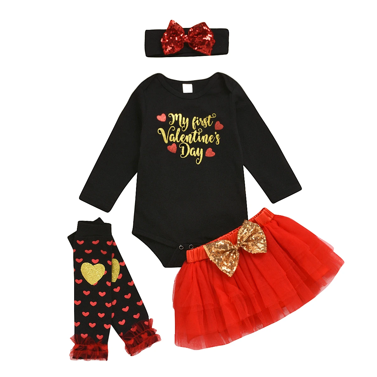 2020 г. комплекты одежды для маленьких девочек с надписью My First Valentine's Day