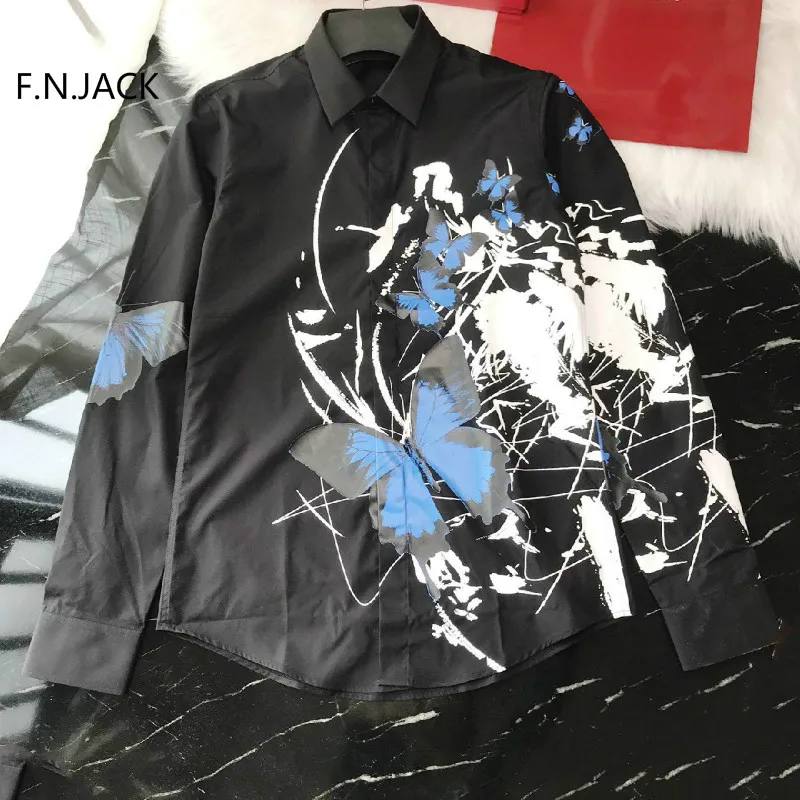 Новинка 2019 модная мужская Рубашка F.N.JACK мужские рубашки с длинным рукавом и