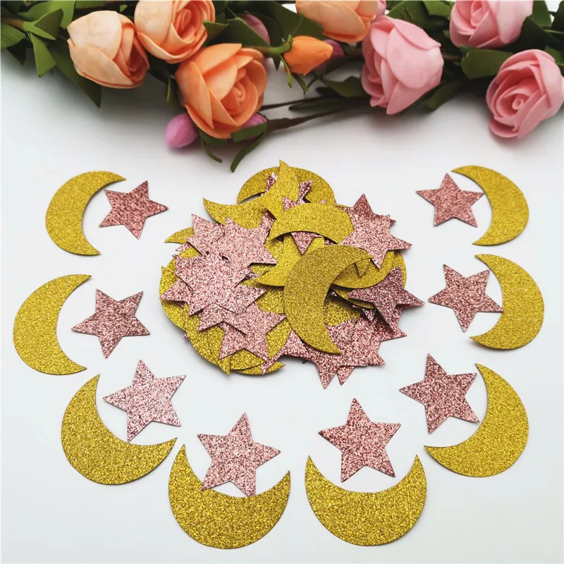 

100pcs 3cm Glitter Rose Gold/Silver Star Paper Confetti Card Paper DIY Wedding Birthday Party Supplies Baby Shower Decor