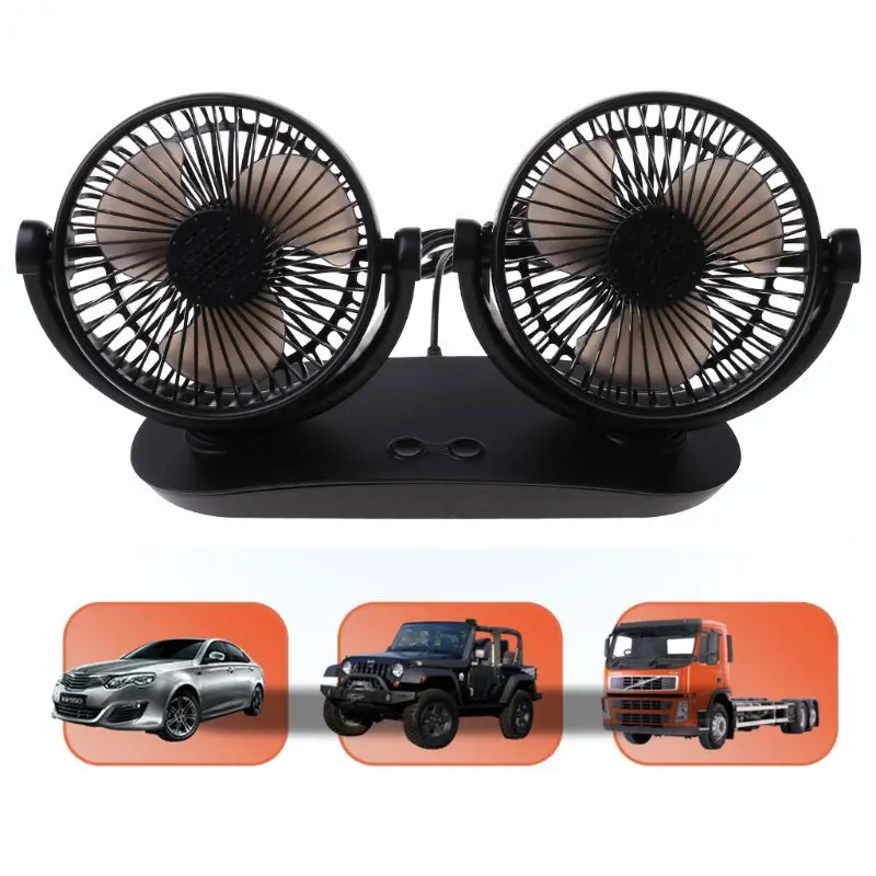 

M5TE Universal Dual Head USB Powered 3-Speed Adjustable Car Dashboard Cooling Air USB Fan for Car SUV Vehicles Desk Home Office