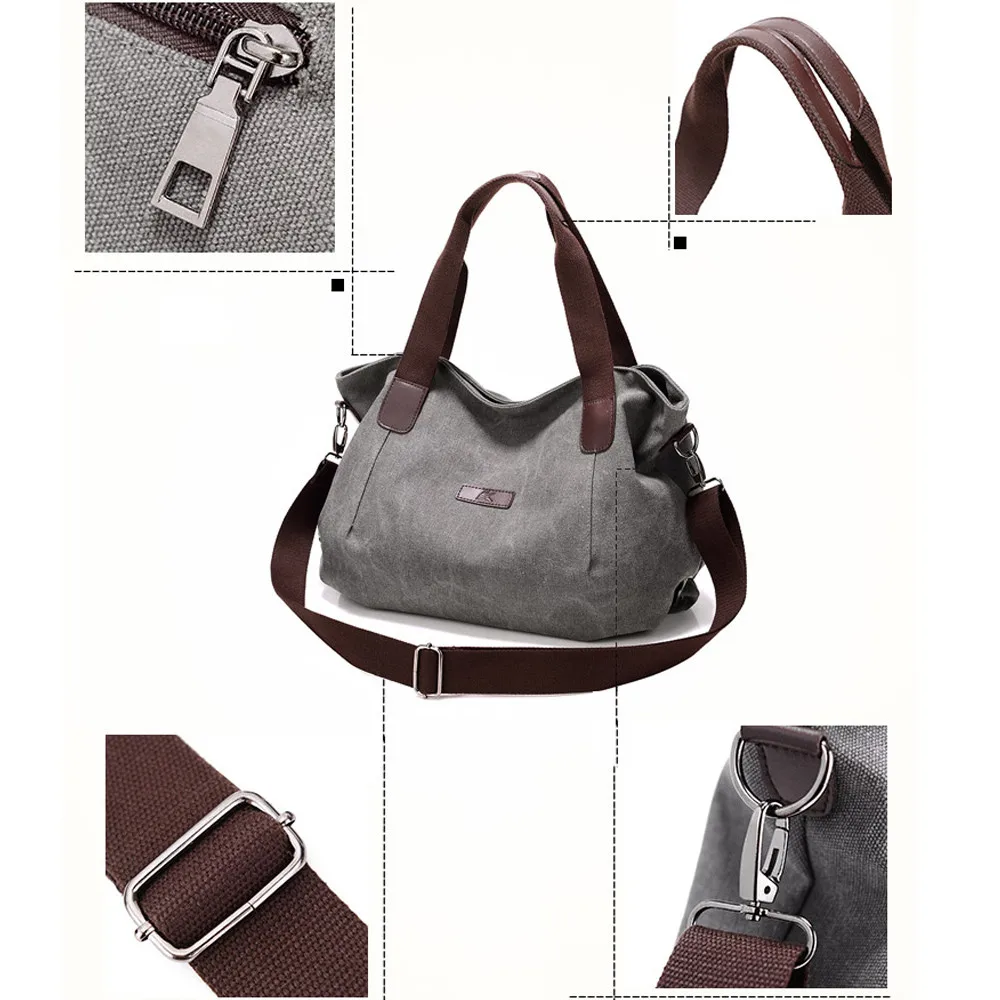 Холщовая Сумка на плечо вместительная Повседневная однотонная дамская сумочка