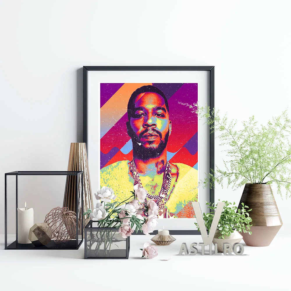 

Kid Cudi Famous Rapper Singer Poster Hip Hop Music Celebrity Star Wall Art Print Picture Bar Pub Club Home Decor Canvas Painting