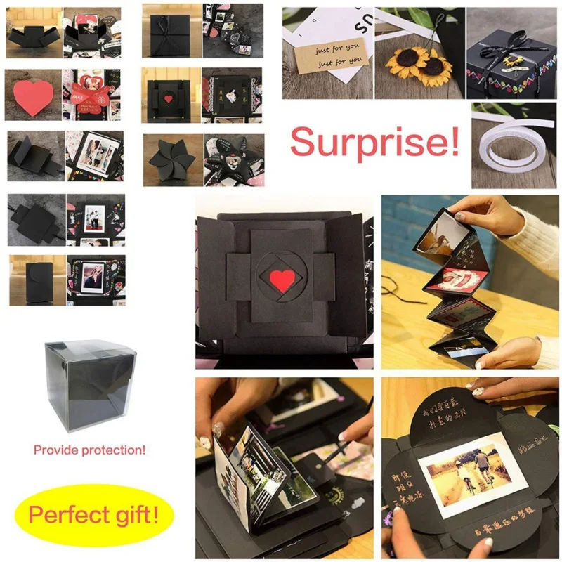 

Valentine DIY Explosion Box Surprise Gift Paper Box Handmade Memory Scrapbook Photo Album Anniversary Birthday Gifts