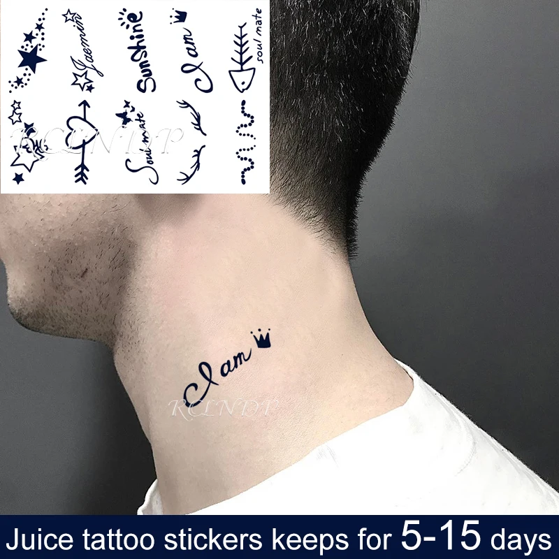 

Waterproof Temporary Juice Tattoo Sticker Star Arrow Love Heart Fish Bone Antler Flash Tatoo Fake Tatto Art for Men Women