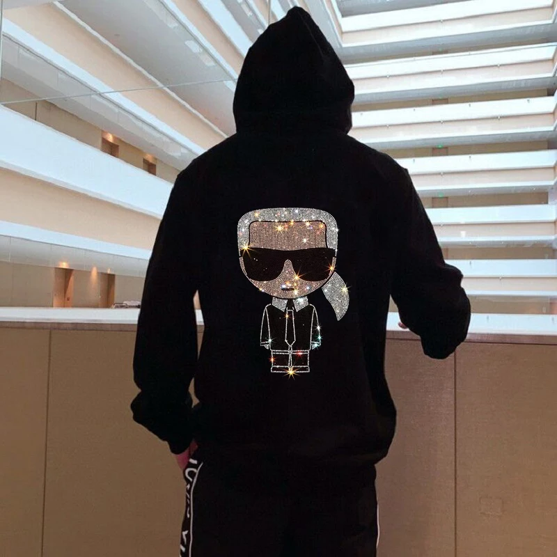 

Diamonds Sweatshirt Men europe style handsome Cartoon hoodies Hot drill Hip Hop Top hoody Male Oversized size