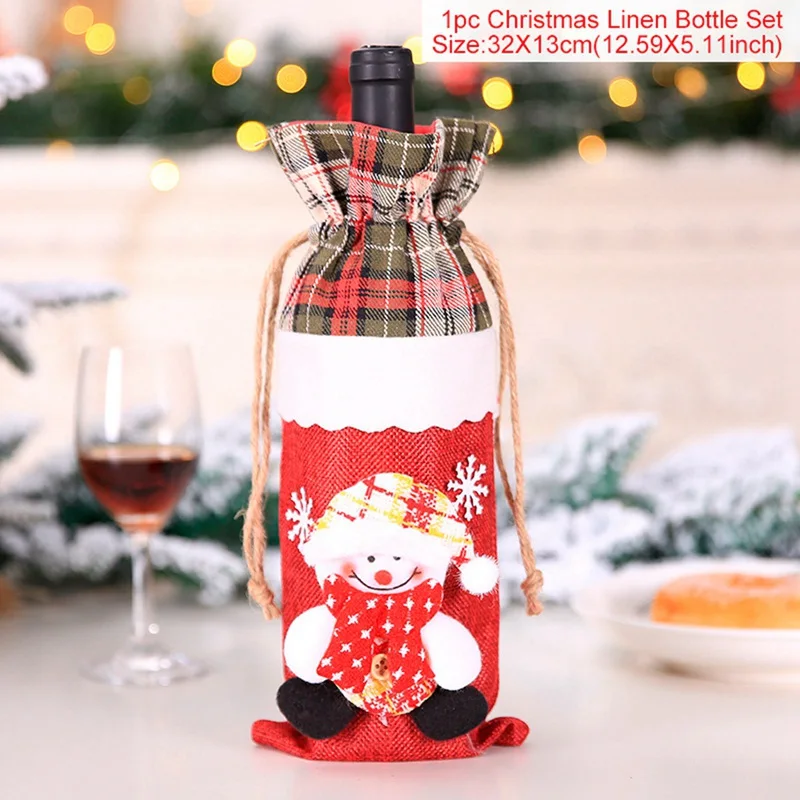 Wine bottle set 33 QIFU, Рождественская Крышка для бутылки вина, Чулки со снеговиком, рождественский подарок, сумки, Рождественский упаковочный мешочек, Navidad, подарки на Рождество, год - Цвет: Wine bottle set 33