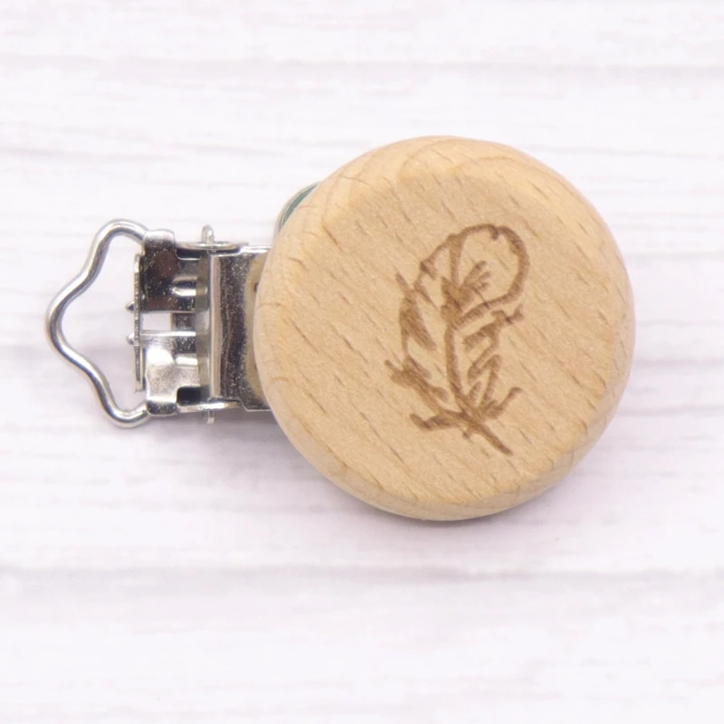 Pinzas de madera de haya Natural para chupete, Clips para chupete, accesorio para chupete, 5 uds.-5