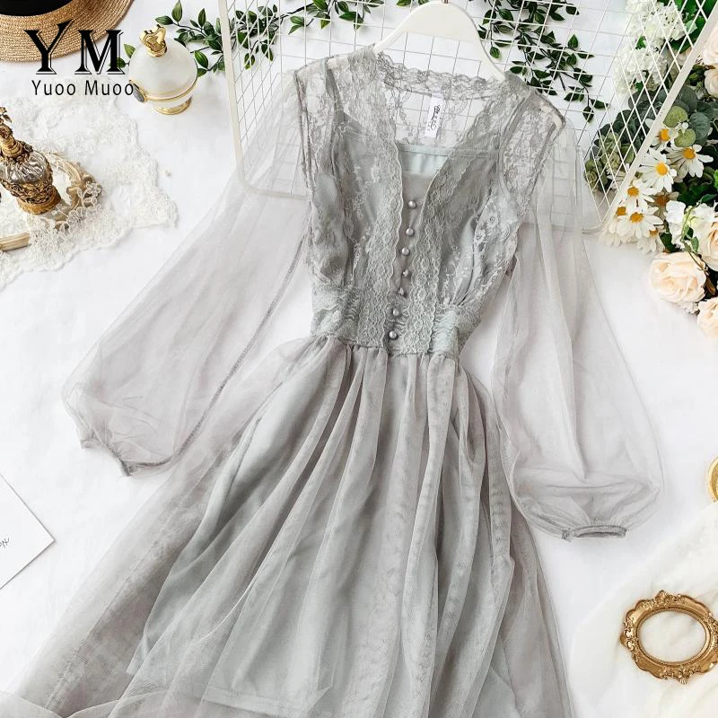 YuooMuoo романтическое женское Сетчатое розовое вечернее платье 2019 осеннее