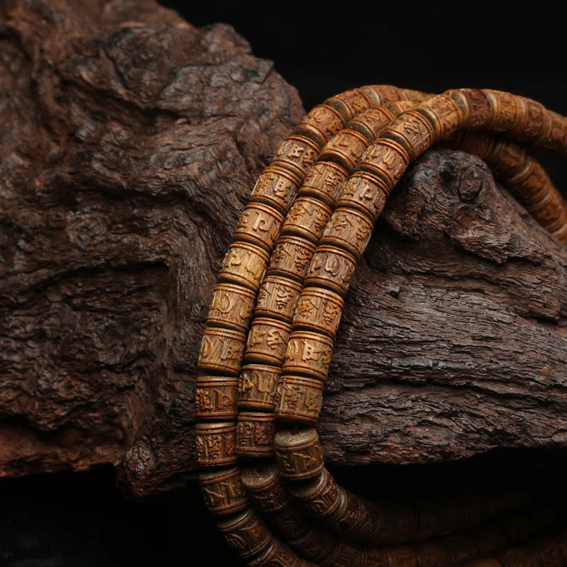 Браслет из сандалового дерева колеса 8 мм х тибетские четки с мантрой шести