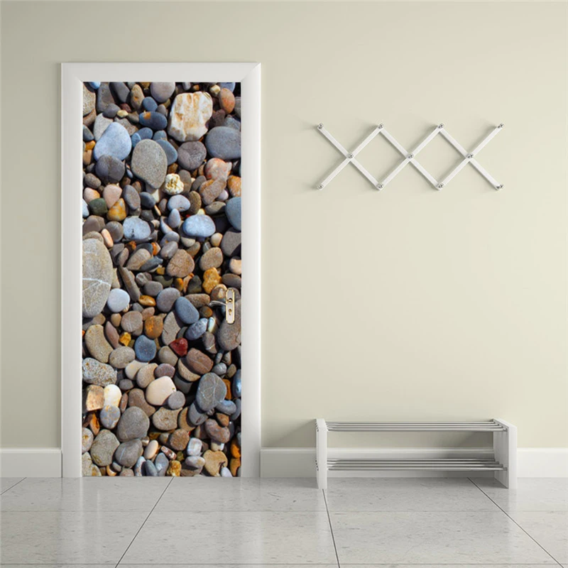 

Self-adhesive beach stone art door sticker home decoration door cover wall sticker mural porch wallpaper poster