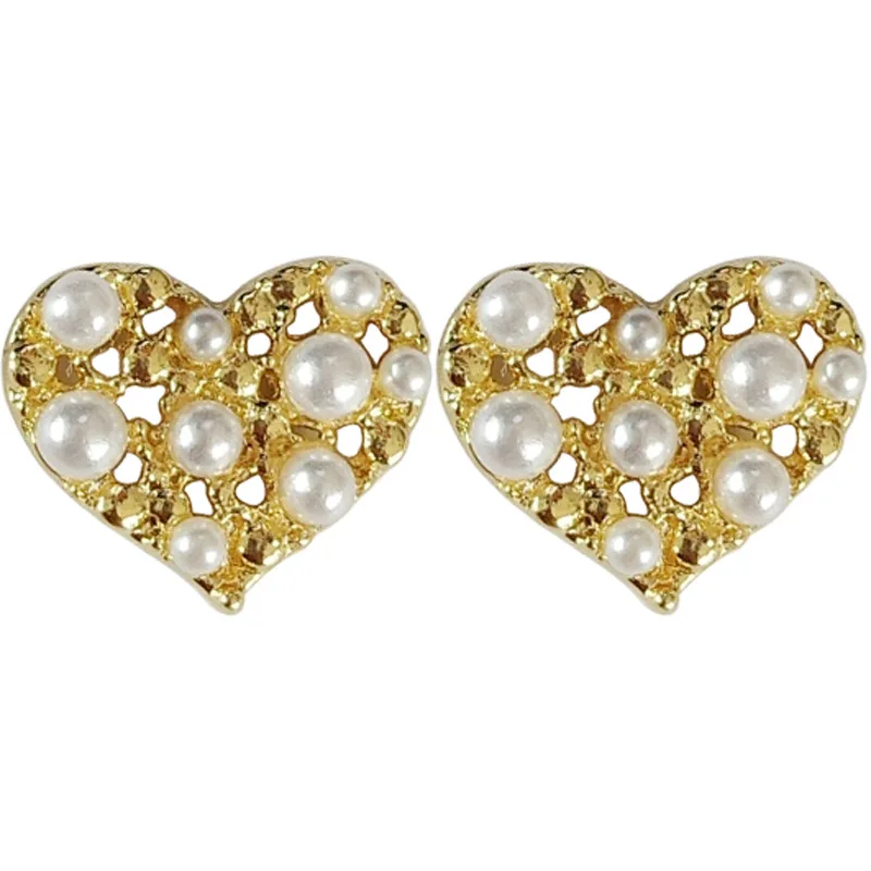 

Delicate fashion jewelry sweet love earrings simple hollow stud small pearl earrings students women jewelry girl student gifts