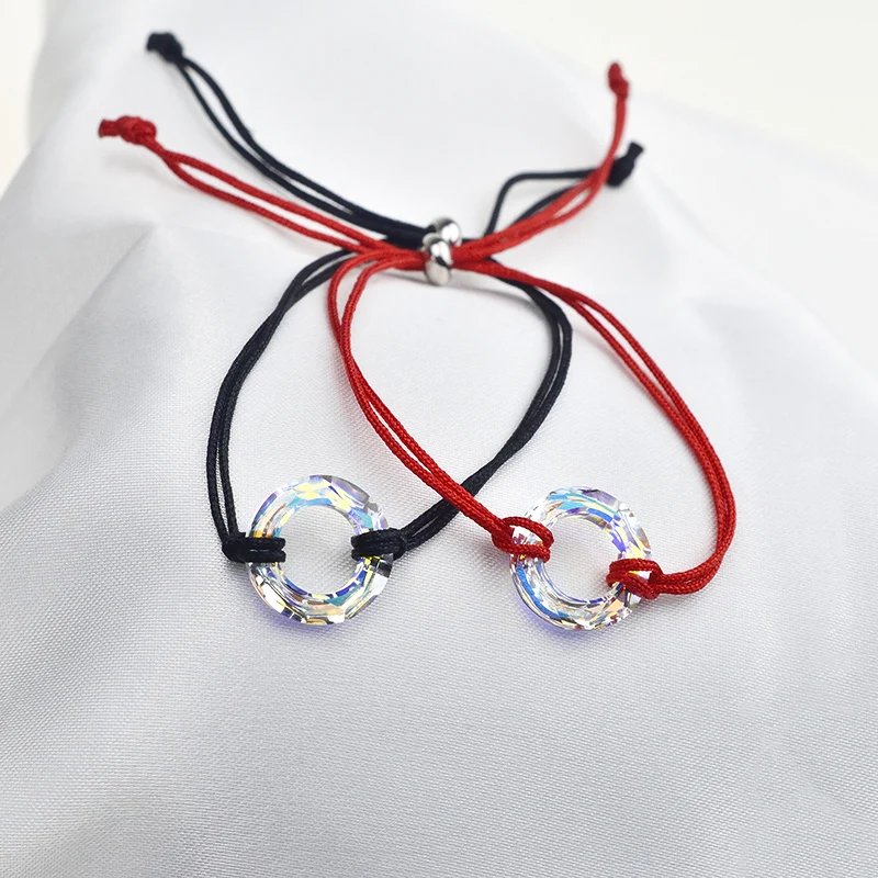 Baffin круглые бусины браслет кристаллами от Swarovski Lucky Красный Черный Веревка Цепи Парные браслеты для мужчин женщин детей Wish ювелирные изделия