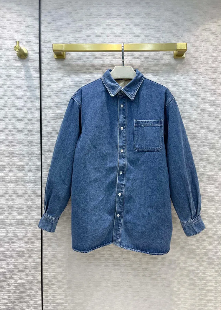 

Женская джинсовая куртка со съемной стеганой подкладкой, синяя джинсовая куртка с отложным воротником и длинными рукавами, с 3D вырезом, для ...