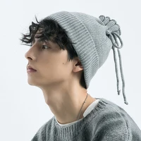 autumn winter men knitted hat%ef%bc%8c free size women pocket cap%ef%bc%8cfashion outdoor warm windproof individuality wool cap with black gray