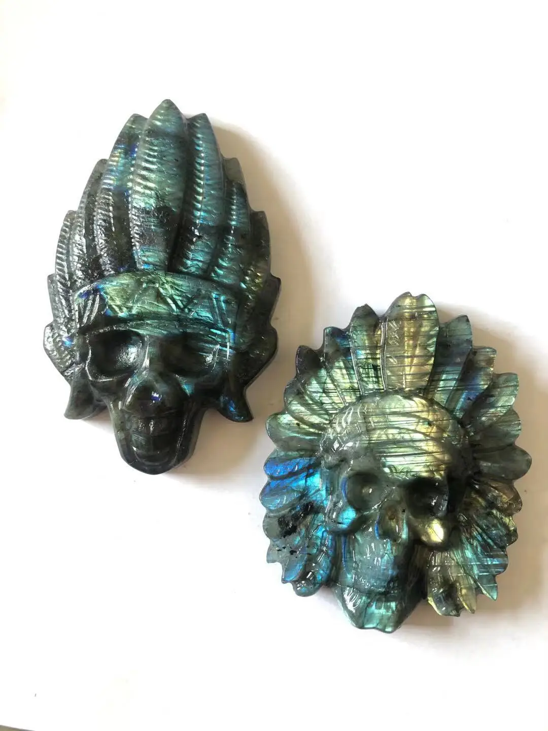 

Labradorite Indian Statue Hand Carved Gemstone Natural Folk Crafts For Gifts
