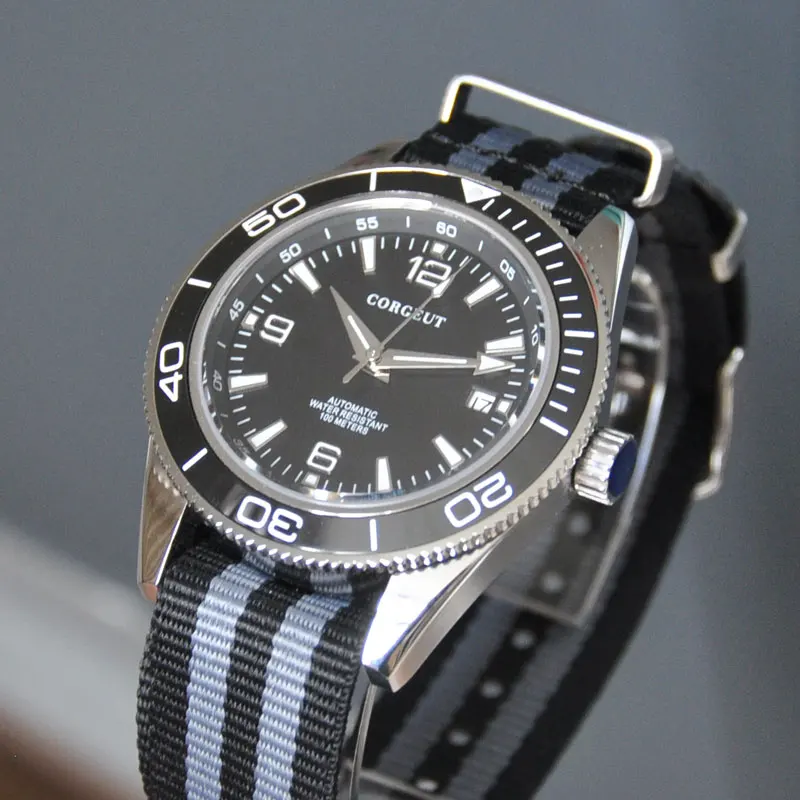 

Corgeut Mens Watch 41mm Miyota8215 Movement Mechanical Automatic Wristwatches 316 Steel Black Dial Luminous Sapphire Glass Swim