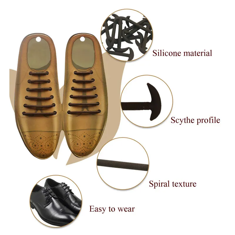 12 шт./лот 3 размера Мужская и женская кожаная обувь Эластичные силиконовые шнурки