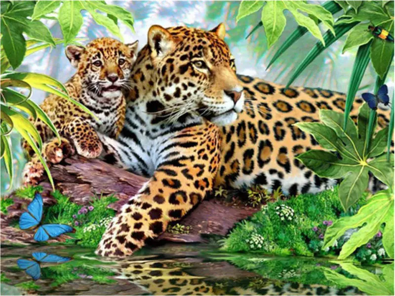 Leopard animals Новое поступление рукоделие DIY Кристалл полная дрель квадратная 5D алмазная живопись Набор для вышивки крестиком Мозаика круглые стразы - Цвет: Leopard 24