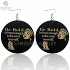 SOMESOOR Be Bold, Африканские Этнические гравировочные деревянные серьги, черные вырезанные петли, Висячие ювелирные изделия для женщин, подарки