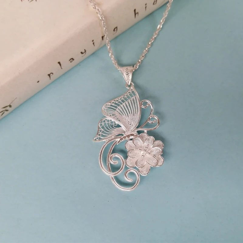 999 серебро бабочка Чакра Кулон женские аксессуары Подвески Этнические Ручной