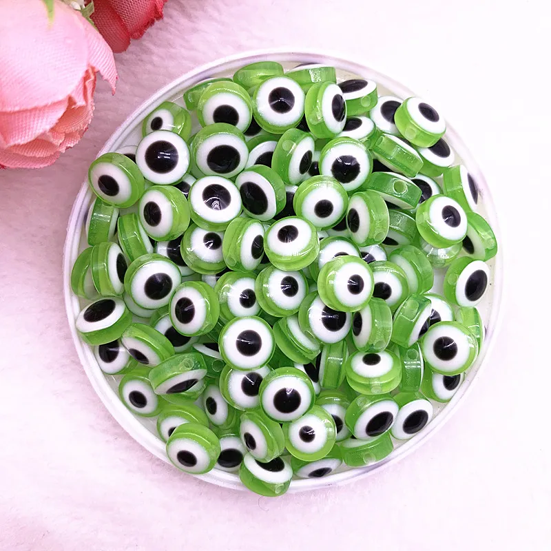 

NEW 50PCS 8/10mm Oval Beads Evil Eye Resin Spacer Beads for Jewelry Making DIY Bracelet Beads #09