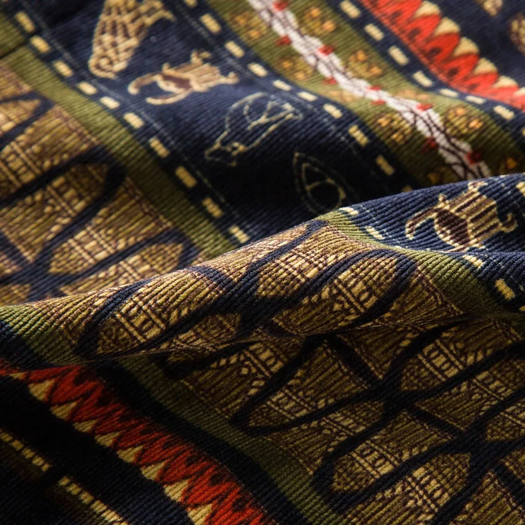 Рубашка мужская Вельветовая в полоску с длинным рукавом стиле ретро | Мужская