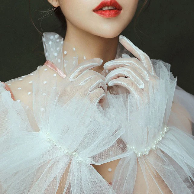 3 цвета модные пушистые сетчатые перчатки женские феи с кружевными воланами