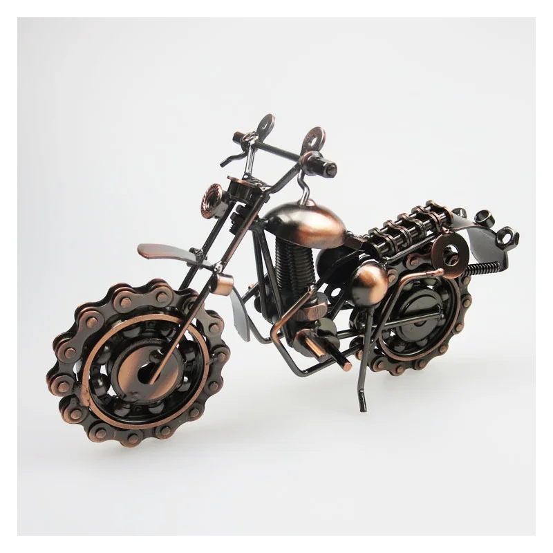 

Figurines Iron Motorcycle Model Interior Vintage Decoration Prop Creative Handmade Boy Toy Gift Room Desktop Decor