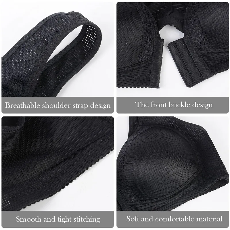 

Sexy Push Up Bra Front Closure Solid Color Brassiere Wireless Bralette Breast Seamless Bras For Women Underwear Plus Size