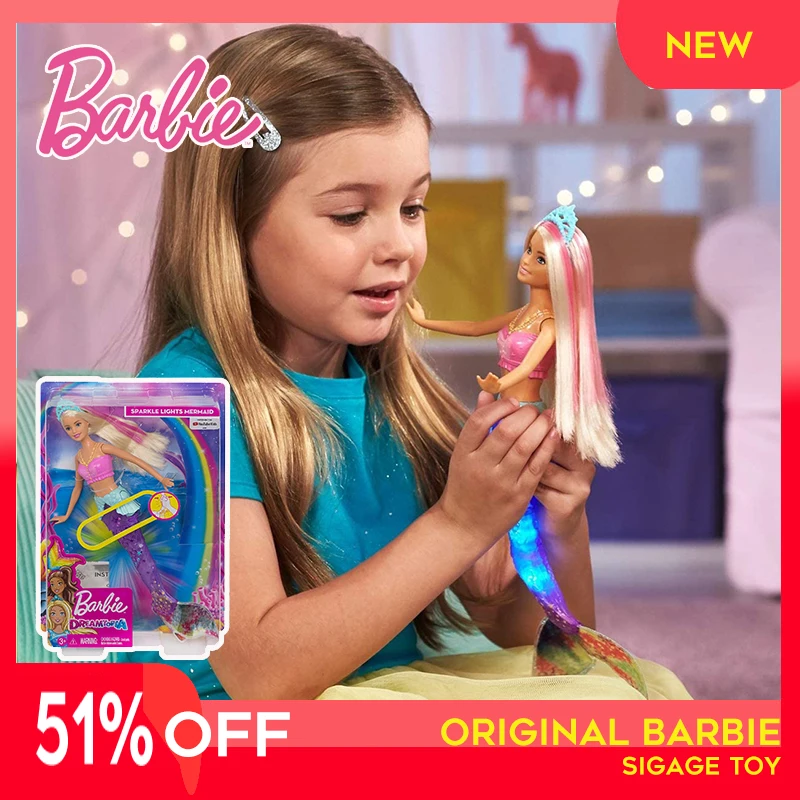

Barbie Dreamtopia Sparkle Lights Mermaid Doll with Swimming Motion and Underwater Light Shows Play House Toy GFL82 12-inch