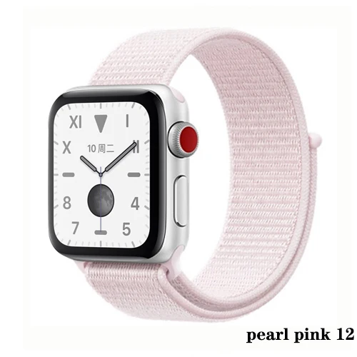 Нейлон pulseira для apple watch band 4 44 мм 40 мм(iwatch 5) apple watch 3 2 1 ремешок 42 мм 38 мм дышащий браслет ремень аксессуары - Цвет ремешка: pearl pink 12