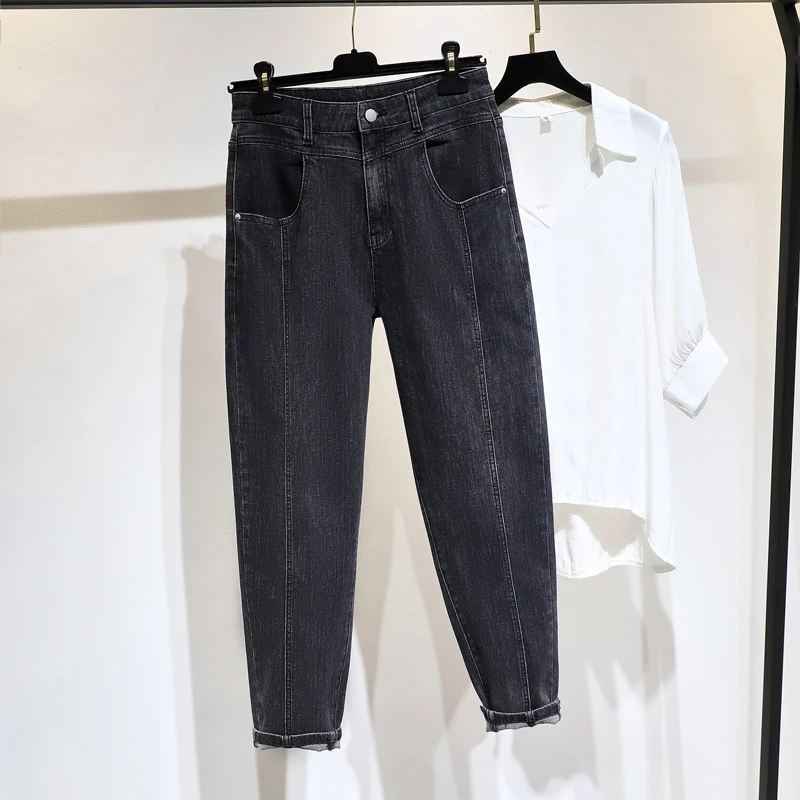 

5XL джинсы с высокой талией для женщин; Большие размеры шаровары комплект на каждый день в винтажном стиле; Джинсы для женщин в стиле бойфренд...