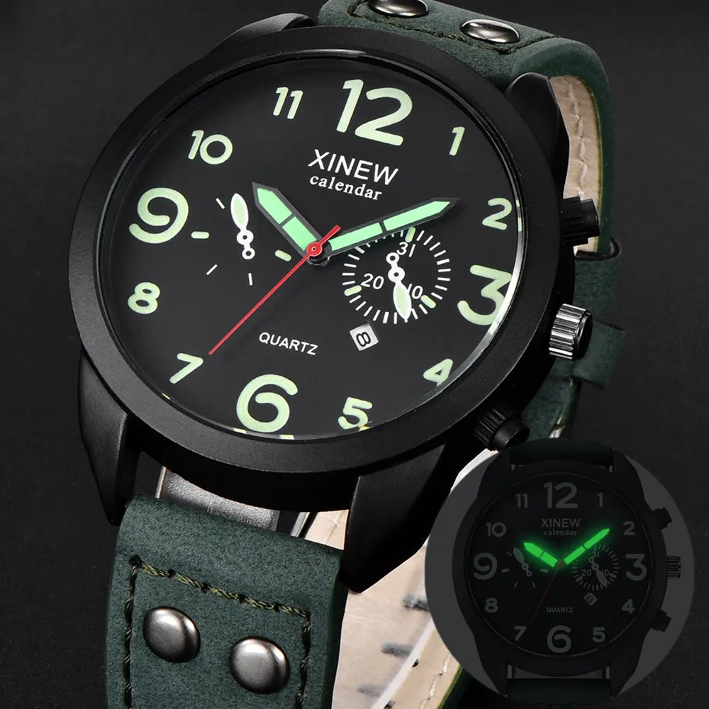 

Stylish Men's Sports Watches Quartz Wristwatch Waterproof Casual Men's Leather Band Strap Watches Clock Relogio Masculino