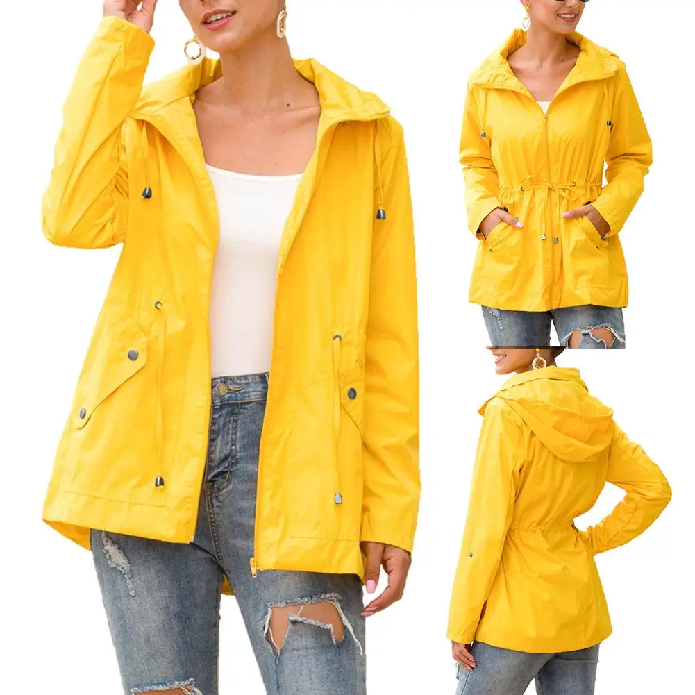 Женская водонепроницаемая куртка на молнии с капюшоном однотонная зимняя