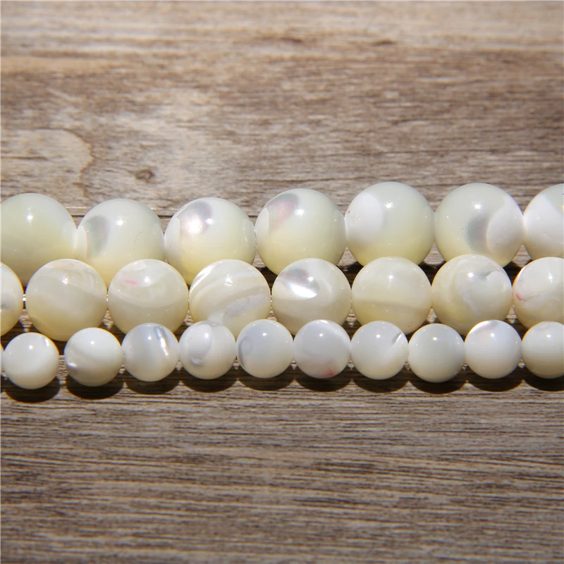 Бусины ракушки из натурального белого жемчуга круглые бусины для изготовления