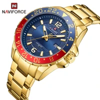 naviforce luxury classic gold men watch quartz date business clock stainless steel 3atm waterproof wristwatch relogio masculino