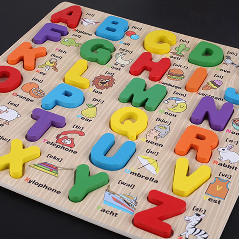 

Kids Learning Capital Letter Lowercase Alphabet Board Language Educational Wooden Toys For Children Letter Scrabble