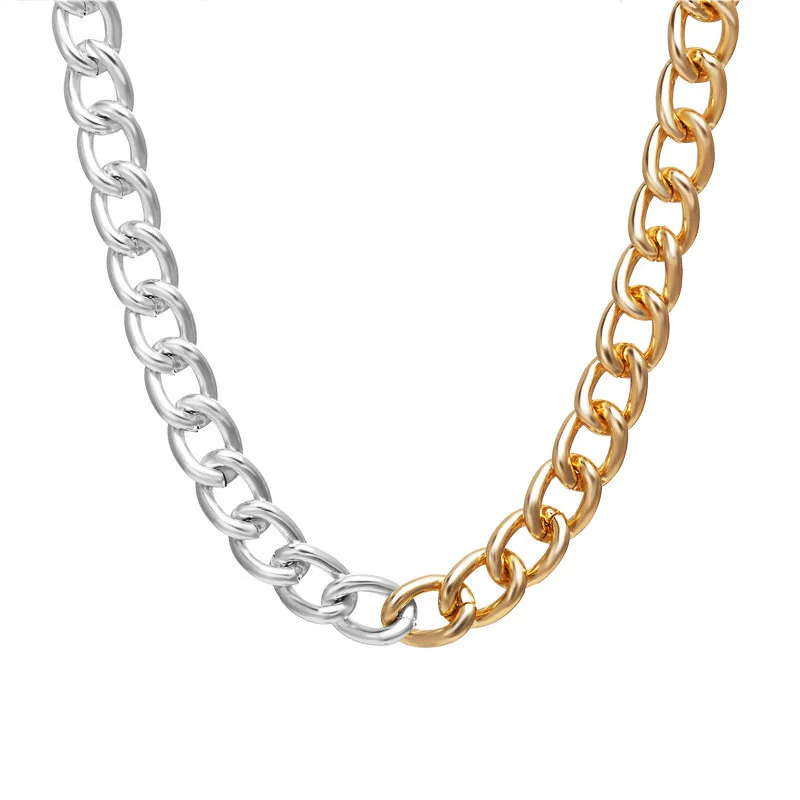 

2020 Exaggerated Big Thick Chain Choker Necklace Chain For Women Men Asymmetric Gold Silver Color Chain Link Necklaces Jewelry