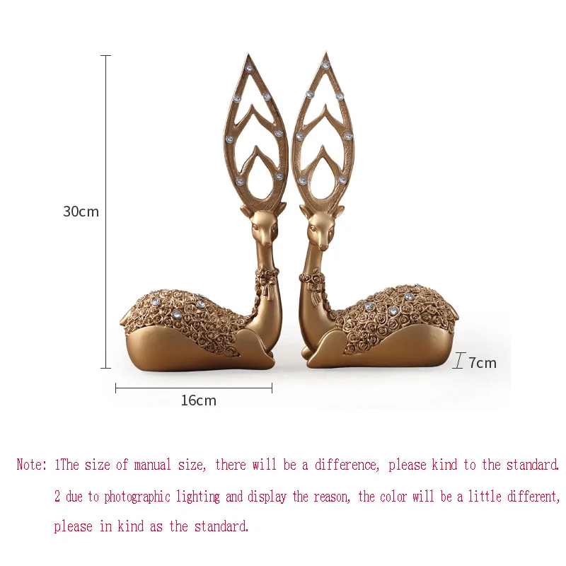 

2 PCS/PAIR RESIN DEER FIGURINE FAWN STATUE SCULPTURE ANIMAL DEER ORNAMENTS CHRISTMAS GIFT/ WEDDING GIFT HOME LIVING ROOM DECOR