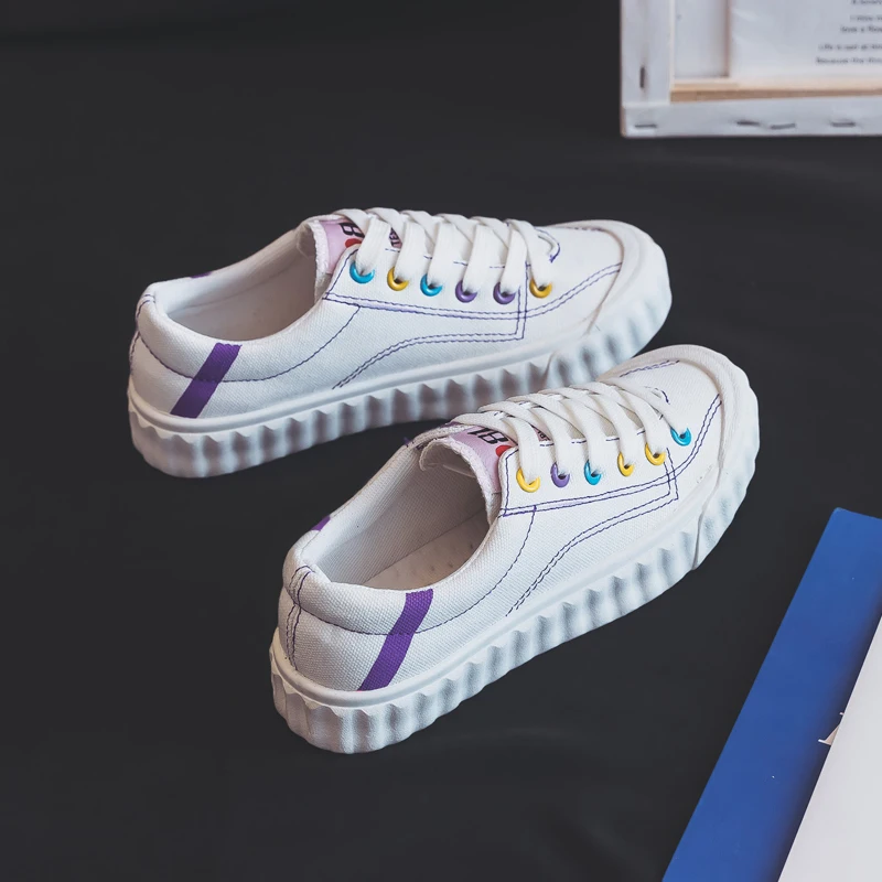 Кроссовки женские из Вулканизированной Ткани дышащие холщовые на шнуровке