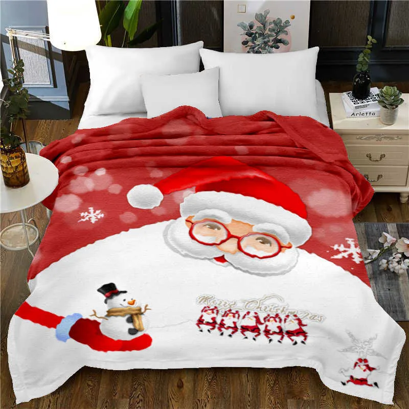 

3D Christmas velvet blanket composite Fleet single-sided blanket bed cover soft