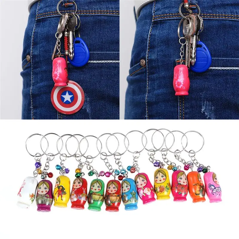 

24 PCS Keychains Russian Dolls Matryoshka Lovely Fashion Key Holder Hanging Pendant Wooden Keyring for Ladies Girls Women