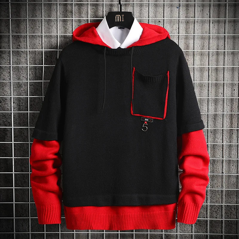 

Мужской вязаный Свитер оверсайз в стиле «хип-хоп»