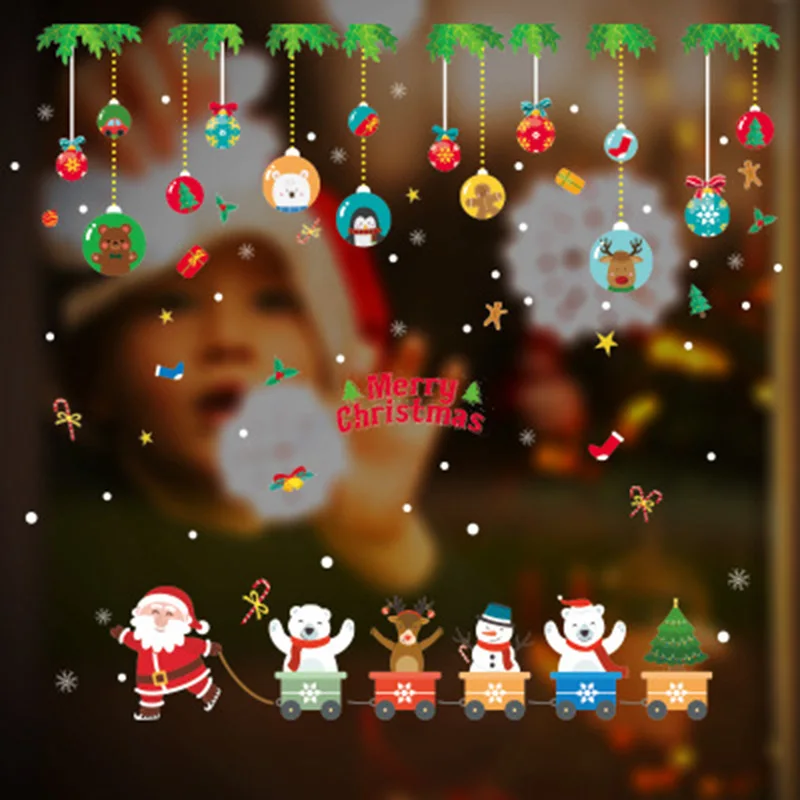 Рождественская наклейки окна Стекло фестиваль стены настенные панно с