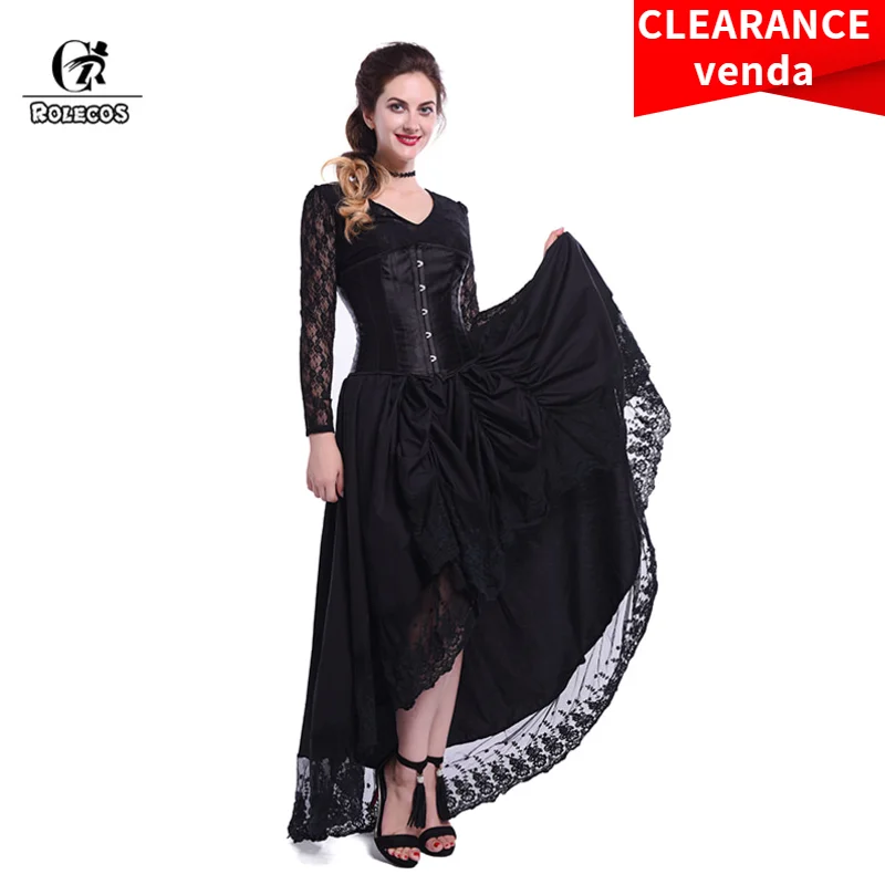 ROLECOS средневековые готические платья женские черные панковские винтажные