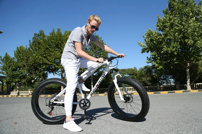 Горный велосипед 4,0 fat tire велосипедный двойной дисковый тормоз пляжный велосипед Снежный велосипед светильник из высокоуглеродистой стали горный велосипед