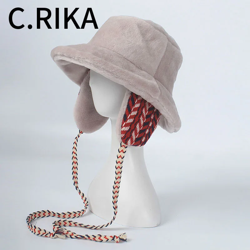 Панама женская зимняя с лентой плотная теплая уличная шляпа от солнца бархатная