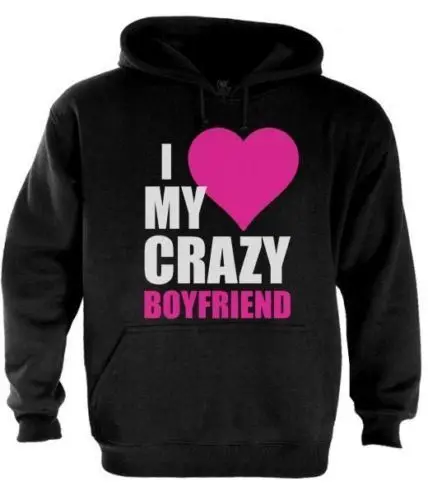 Одинаковые худи с надписью I Love My Crazy Boyfriend|Мужские толстовки и свитшоты| |